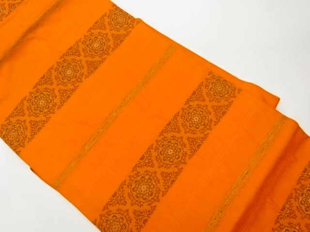 JAPANESE KIMONO / VINTAGE NAGOYA OBI / WOVEN STRIPES & FLOWER CREST